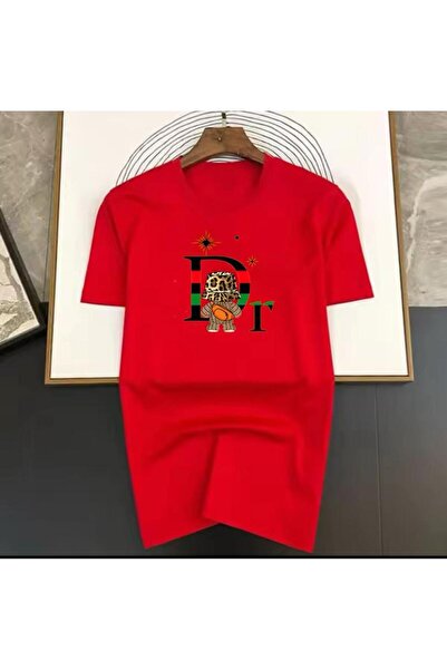 caddekombin Dr Text Printed Women's Cotton Combed Cotton Round Neck Red T-Shirt