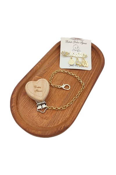Sahi Aksesuar Baby Pacifier Chain, Collar Pin Set and Heart Clip - Bezyi1698