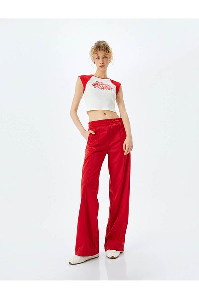 Koton Slogan Printed Crop Raglan Sleeve T-Shirt
