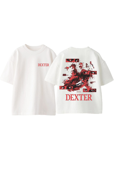 Anetos Tricou Dexter Design Back cu imprimeu Cotton White supradimensionat