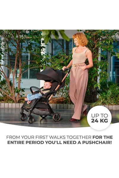 Kinderkraft - عربة أطفال Apino Compact Auto (MAGIC) قابلة للطي حتى عمر 0 شهر - رمادي فاتح