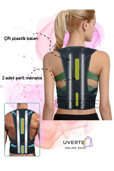UVERTE Dik Duruş Korsesi Bel Sırt Destekli Manyetik Balenli Korse Dik Tutan K...