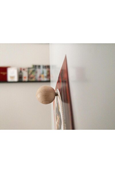THE HANDMADE HUB 10'lu Mıknatıslı Ahşap Küre (20 MM) Buzdolabı Metal Pano Magnet Seti | Verniksiz Ham Ahşap