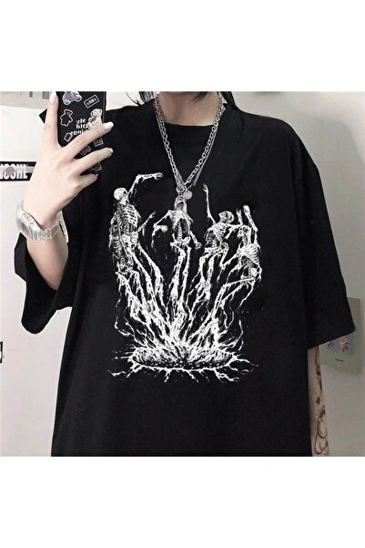 qubo sportswear & company qubo Unisex Oversize Baskılı Pamuklu Bisiklet Yaka Kısa Kollu T-shirt