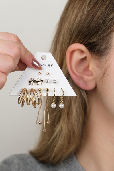 Jack Ferrero KADIN ÇOKLU KÜPE SETİ ALTIN KAPLAMA