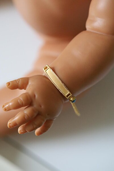 Yenigün Kuyumculuk 14 Ayar Altın Firuze Taş Detaylı Burgu Zincirli Çocuk Künyesi