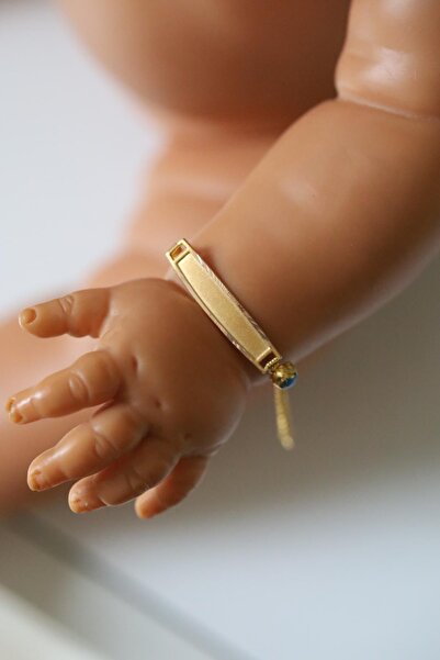 Yenigün Kuyumculuk 14 Ayar Altın Firuze Taş Detaylı Burgu Zincirli Çocuk Künyesi