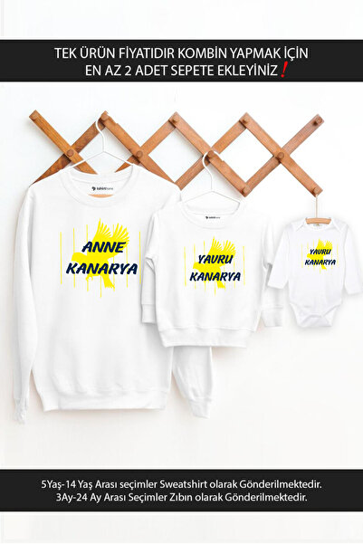 Tshirthane Dişi Yavru Kanarya Anne Oğul Kız(TEK ÜRÜN FİYATIDIR KOMBİN YAPMAK ...