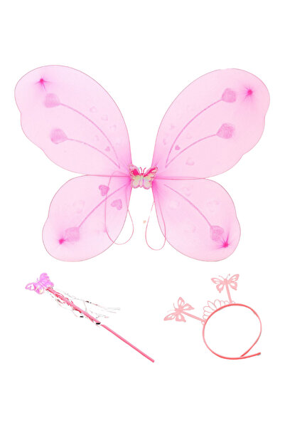 CAN Reila Party Kelebek Kanat Seti Kanat, Taç Ve Asa Pembe