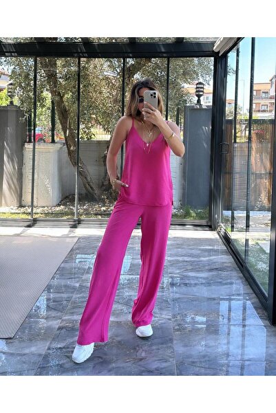 Paw Garage Γυναικείο σετ Shay Ayrobin με κορδόνια μπλούζα και φαρδύ παντελόνι, Καλοκαιρινή νέα σεζόν