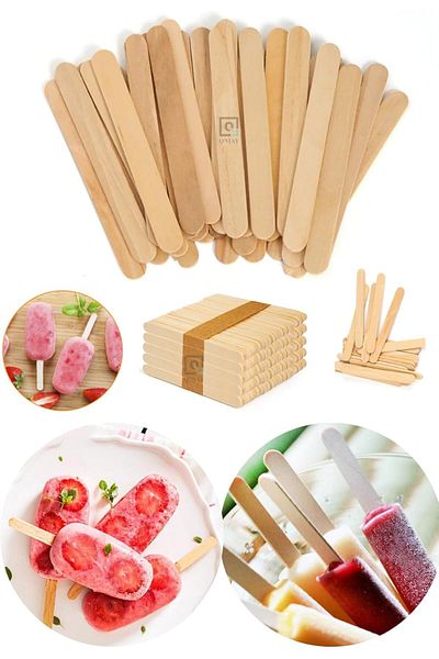 STOREMAX Jvnnshop Wooden Popsicle Sticks (50 Pieces) Practical Homemade Ice Cream Making Stick 646268