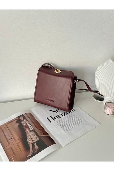 Zenjefil حقيبة يد نسائية من كيت بورجوندي بحزامين وحقيبة كروس