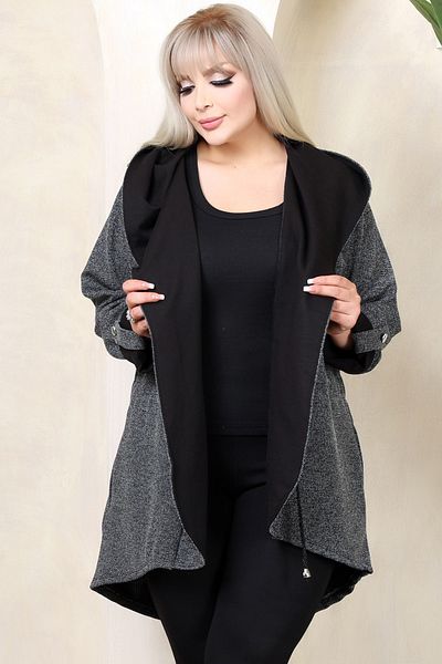 Kheos Επωμίδες με κουκούλα μακρυμάνικη μέση με κορδόνι με διπλή τσέπη ύφασμα ζακάρ Άνετη ζακέτα σε μεγάλο μέγεθος