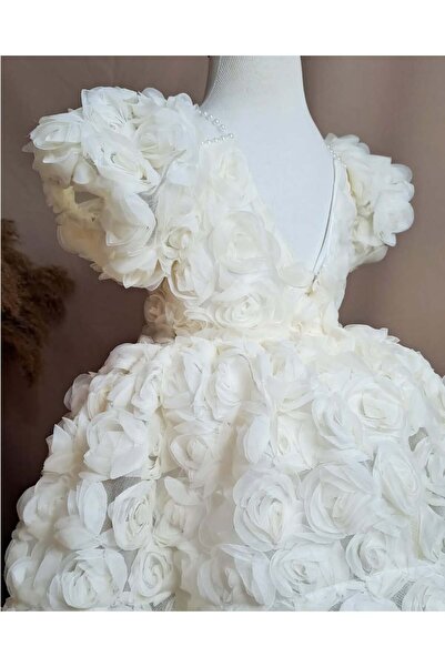 NATS KİDS Vintage Beyaz Gül Kız Çocuk Elbisesi