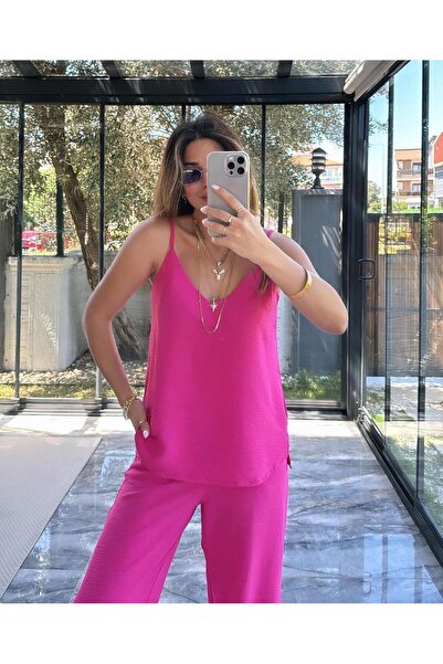 Paw Garage Γυναικείο σετ Shay Ayrobin με κορδόνια μπλούζα και φαρδύ παντελόνι, Καλοκαιρινή νέα σεζόν