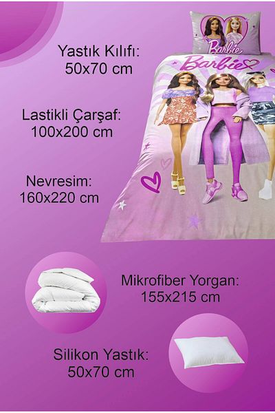 Taç Licensed Barbi Shine Single Children's Duvet Cover + Duvet + Pillow