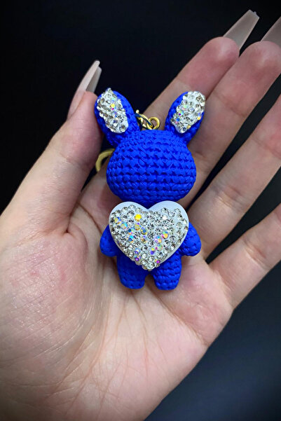 Jaida Moda Blue Cute Zircon Stone Rabbit Keychain and Bag Charm Vip Series