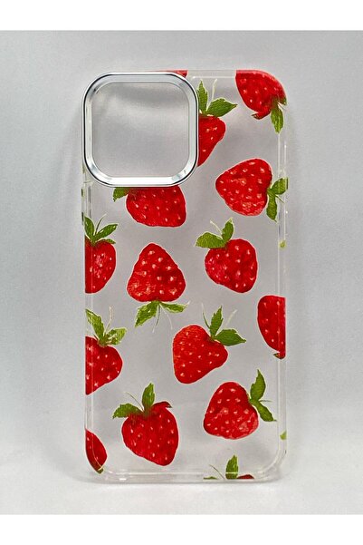 Turkuaz IPHONE 11 ÖZEL ÇİLEK BASKILI LÜKS SİLİKON KILIF