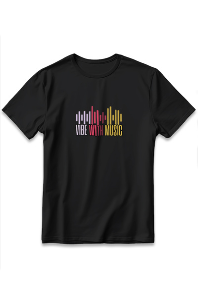 EZG Business Βαμβακερό μπλουζάκι με στάμπα Vibe With Music, Oversize, Unisex