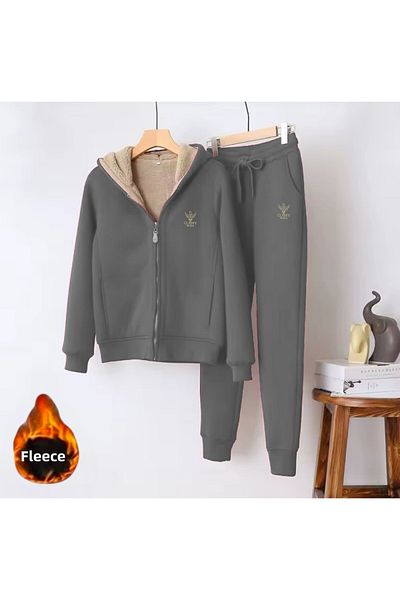 CLASSY.MODA Thermal-Sweatpants Set - Set of 2, Bottom-Top Naki, Hooded, 3 Thread Raster, Excluding Welsoft Sleeves