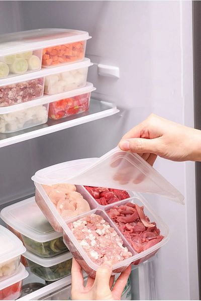 Euro Pink 2 Pack (Pcs) 4 Compartment Refrigerator Organizer and Beard Container 250Mlx4 =1000Ml