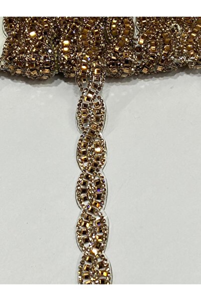 karantuhafiye Κρυστάλλινη Πέτρα που συγκολλείται με σίδερο Πλεκτό Μοντέλο Κορδέλα / 1 Μέτρο / H21 Χρυσό