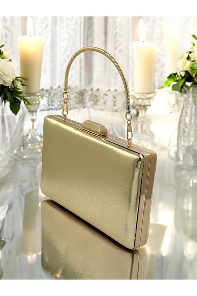 Wedding Fashion Geantă de seară din piele încrețită cu curea metalică cu lanț - Pentru nuntă, logodnă și absolvire