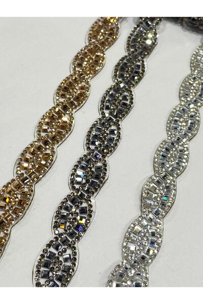 karantuhafiye Κρυστάλλινη Πέτρα που συγκολλείται με σίδερο Πλεκτό Μοντέλο Κορδέλα / 1 Μέτρο / H21 Μαύρο