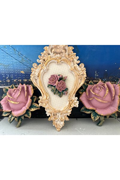 busraconcept Set de 3 trandafiri de masă și perete, ornament de perete de design