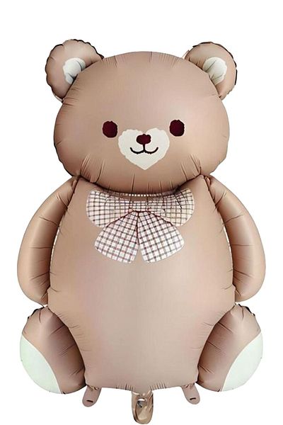 Atölye Mi 8Th Birthday Caramel Bow Tie Bear and 3 Retro Heart Balloons Balloon Set