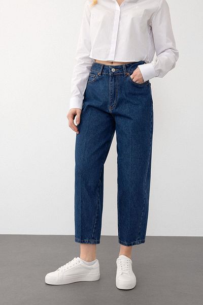 Olcay Pantaloni de jeans cu picior scurt, cu croială relaxată, BLUE DARK 7572