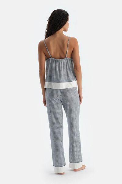 Dagi Marineblaues Pyjama-Set mit gemusterten Athlete-Hosen