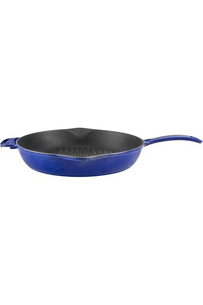 STOREMAX Muartshop Premium Series - Cast Iron Grill Pan, Round, 28 Cm, Solid Handle, Enamel, Majolik m