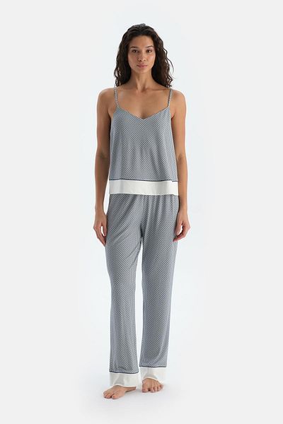 Dagi Marineblaues Pyjama-Set mit gemusterten Athlete-Hosen
