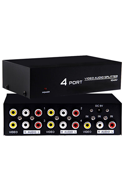 Powermaster AV-104 4 Port AV CVBS RCA Video Audio Splitter Çoğaltıcı Dağıtıcı