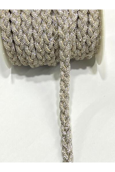 karantuhafiye Μοντέλο πλεξούδας μαλλιών με πέτρες / 1 μέτρο / H12 ασημί