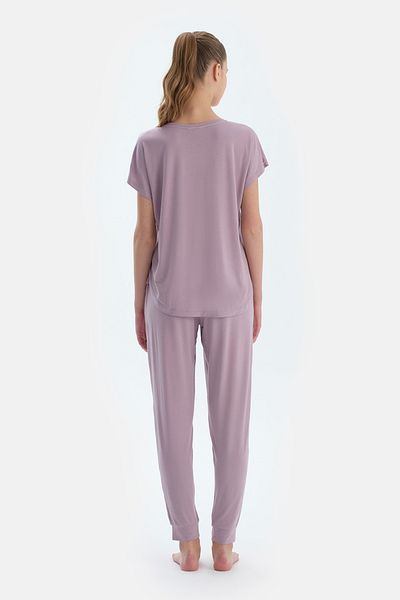 Dagi Light Lilac Low Sleeve Modal T-Shirt Pants Pajamas Set