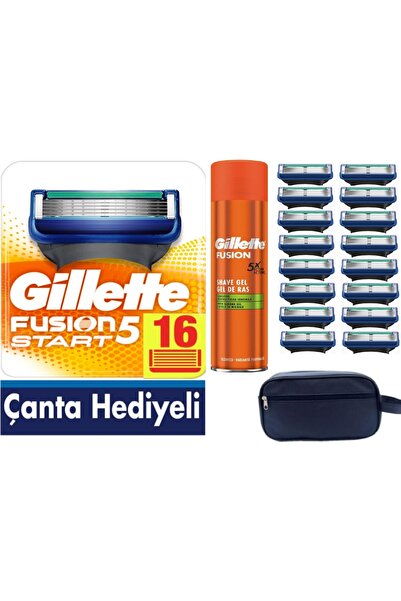 Gillette Fusion Start 16 Yedek Tıraş Bıçağı - Gillette Fusion 5X 200 ml Jel -...