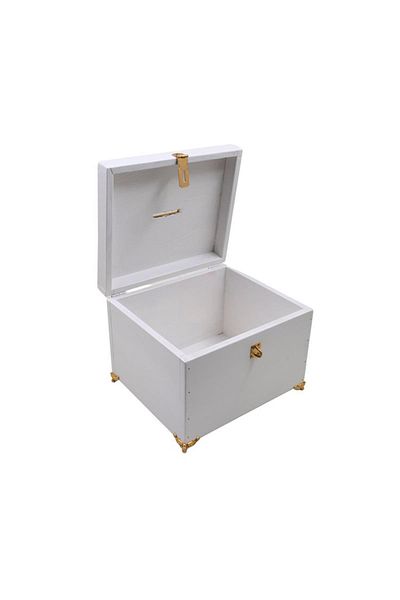 t tun's woods White Typebox with Gold Foot (23X20X16Cm) with Padlock Gift