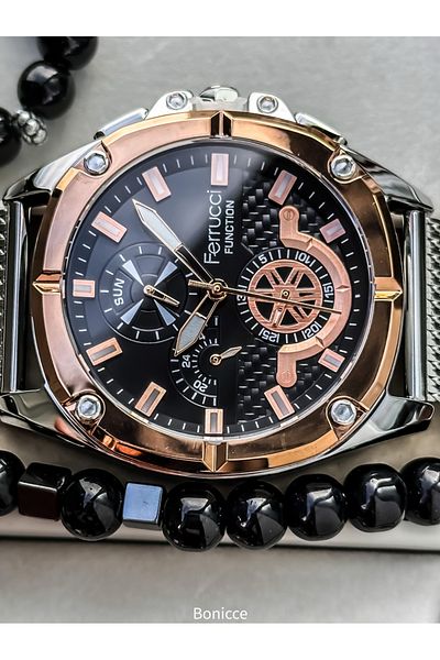 Ferrucci Functions Active Mesh Steel Band,Silver Color Waterproof Guaranteed Men Wrist Watch Bracelet