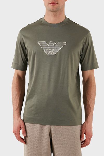 Emporio Armani Men's Crew Neck Cotton t Shirt - Logo Embroidered, Regular Fit Em 001033   Af1001