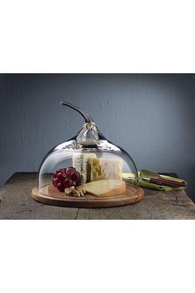 Paşabahçe Nude Wooden Base - with Lid - Special Design Cake and Pastry Dish - Last 1 Product with Special Design Reason