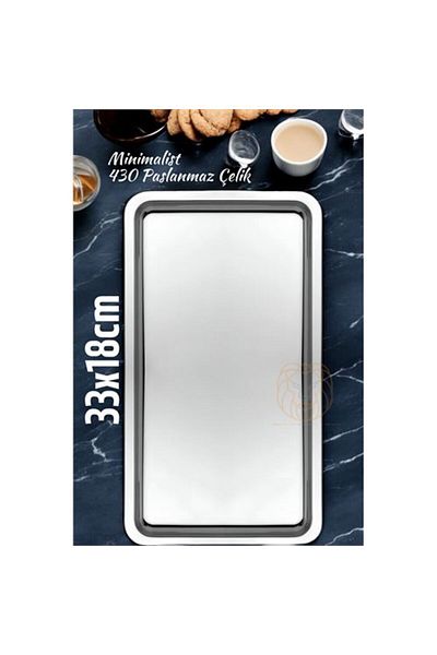 HayMed Modacar Presentation Tray Tea Coffee Tray 33X18 cm 430 Stainless Steel