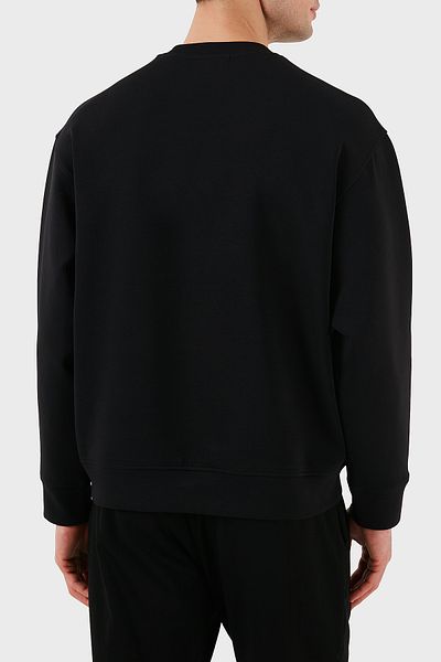 Emporio Armani Logo Embroidered Stretch Cotton Regular Fit Crew Neck Sweat