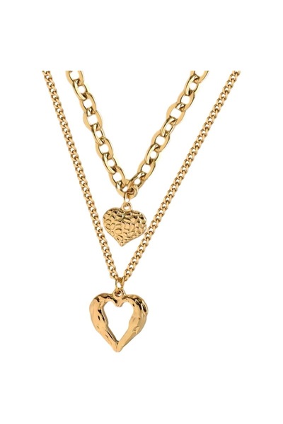 Choice N1506 DIEYURO 316L Stainless Steel Small Uneven Folds 2 Love Necklace ...