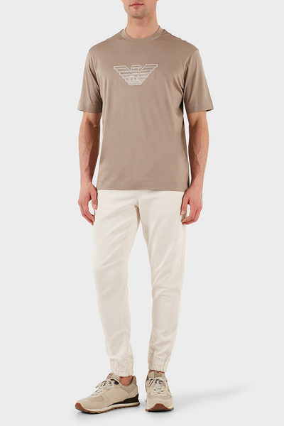 Emporio Armani Ανδρικό βαμβακερό μπλουζάκι με λαιμόκοψη - Κεντημένο με λογότυπο, κανονική εφαρμογή EM001033 AF1001