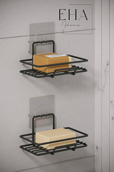 EHA HOME Yapışkanlı 2 li Set Sabunluk Banyo Mutfak Lavabo Metal Katı Sabunluk...
