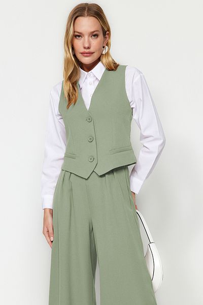 Trendyol Modest Khaki Woven Vest and Trousers Set - Tctaw24Us00066
