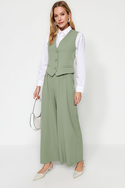 Trendyol Modest Khaki Woven Vest and Trousers Set - Tctaw24Us00066