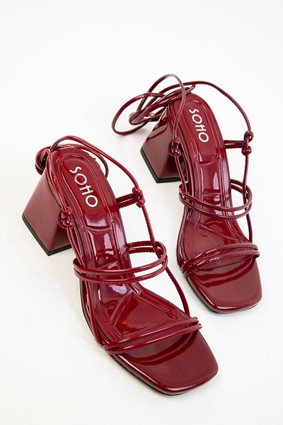 SOHO Claret Red Patent Leather Women's Classic Heeled Shoes 20281